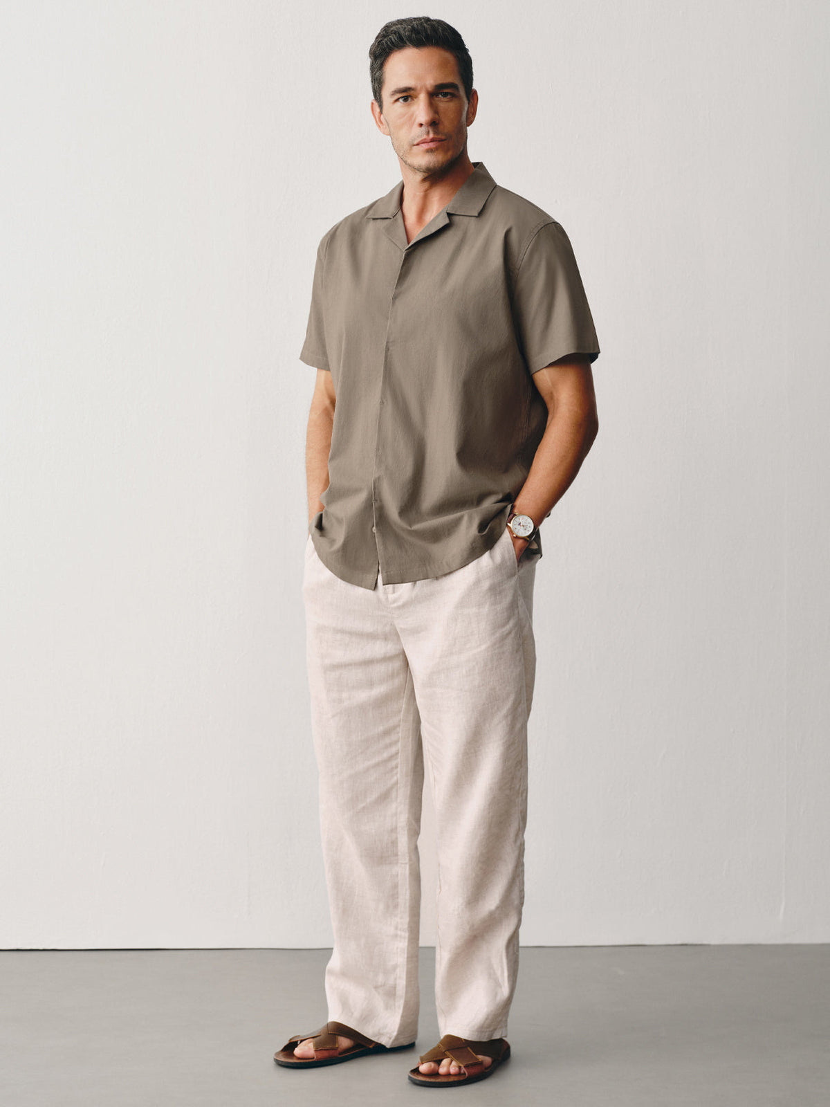 Vacation Casual Hidden Placket Linen Blend Shirt