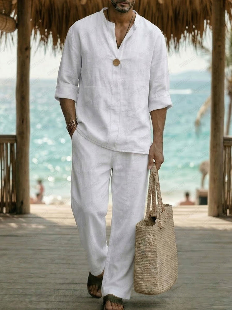 Minimalist Breathable 100% Cotton Shirt Pants Set