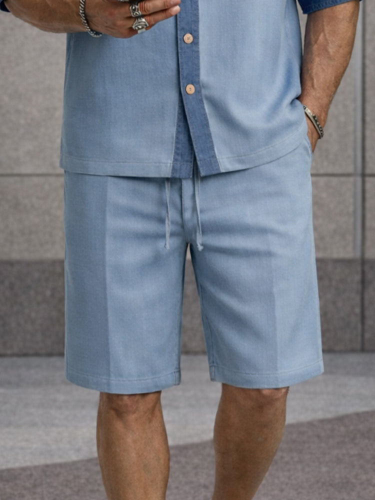Essential Loose Color Block Shirt and Shorts Set